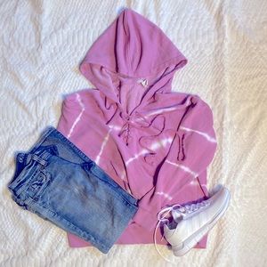 Tie dye Forever 21 lace up hoodie.